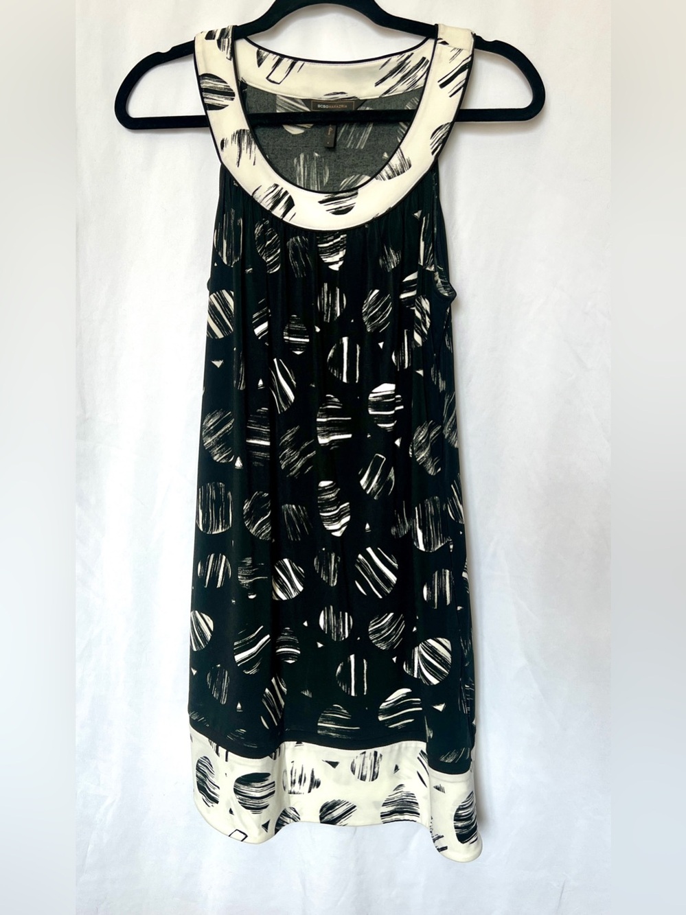 BCBGMaxAzria Black and White Polka-Print Maxi Skirt